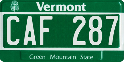 VT license plate CAF287