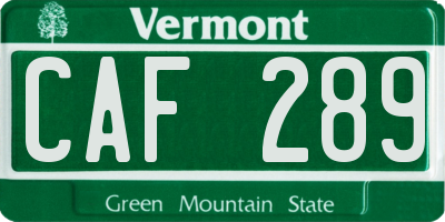 VT license plate CAF289