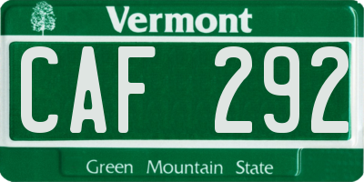 VT license plate CAF292