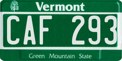 VT license plate CAF293