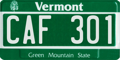 VT license plate CAF301