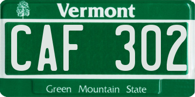 VT license plate CAF302