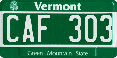 VT license plate CAF303