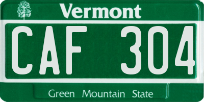 VT license plate CAF304