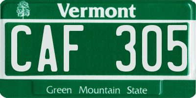VT license plate CAF305