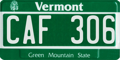 VT license plate CAF306