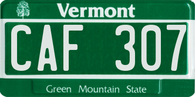VT license plate CAF307