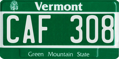 VT license plate CAF308
