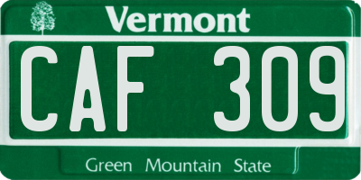 VT license plate CAF309