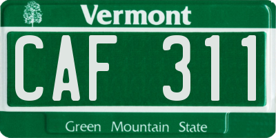VT license plate CAF311