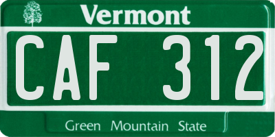 VT license plate CAF312