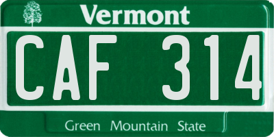 VT license plate CAF314