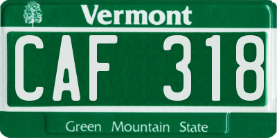 VT license plate CAF318