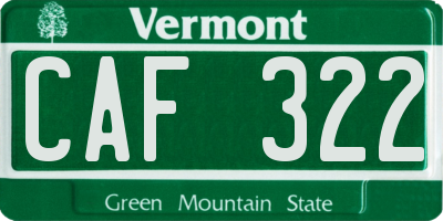 VT license plate CAF322
