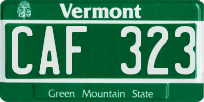 VT license plate CAF323