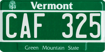 VT license plate CAF325