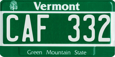 VT license plate CAF332