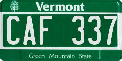 VT license plate CAF337