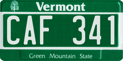 VT license plate CAF341