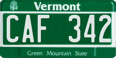 VT license plate CAF342