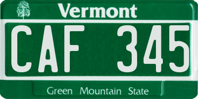 VT license plate CAF345