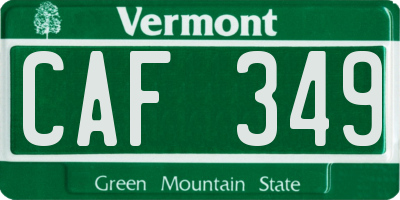 VT license plate CAF349