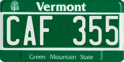 VT license plate CAF355