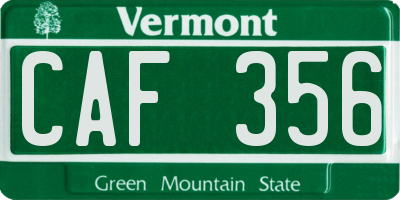 VT license plate CAF356