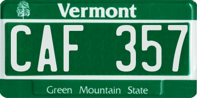 VT license plate CAF357