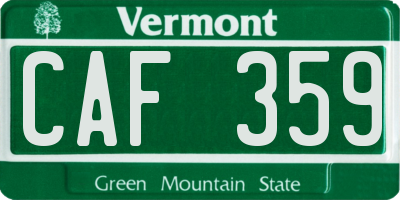 VT license plate CAF359