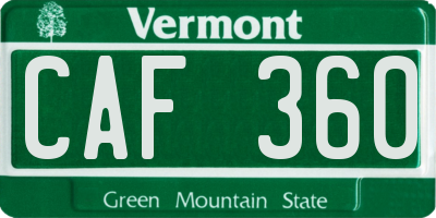 VT license plate CAF360