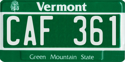 VT license plate CAF361