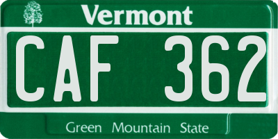 VT license plate CAF362