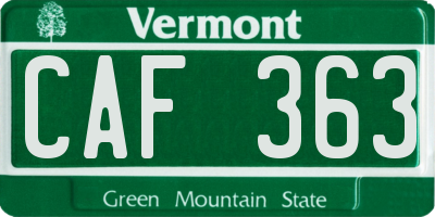 VT license plate CAF363