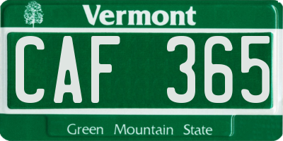 VT license plate CAF365