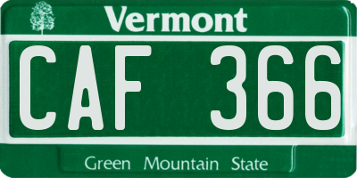 VT license plate CAF366