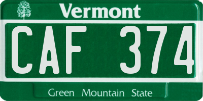 VT license plate CAF374