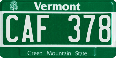 VT license plate CAF378