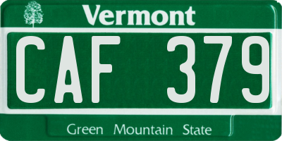 VT license plate CAF379