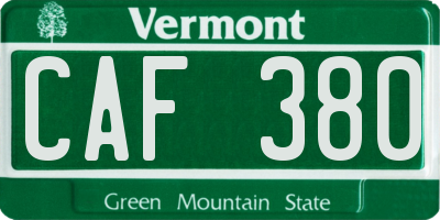 VT license plate CAF380