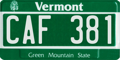 VT license plate CAF381