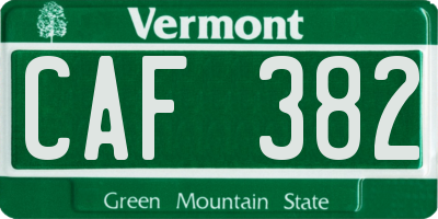 VT license plate CAF382