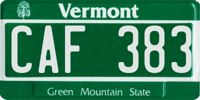 VT license plate CAF383