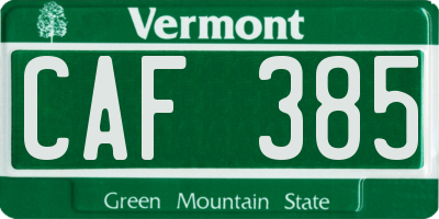VT license plate CAF385
