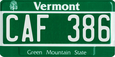 VT license plate CAF386