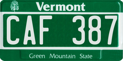 VT license plate CAF387