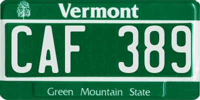 VT license plate CAF389