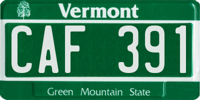VT license plate CAF391