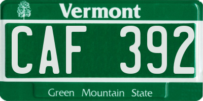 VT license plate CAF392