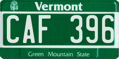 VT license plate CAF396